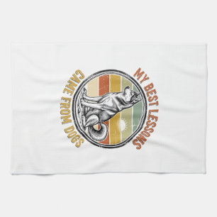 Dog Lover Vintage Shirt with Wise Husky Engraving_ Kitchen Towel