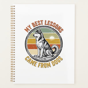 Dog Lover Vintage Shirt with Wise Husky Engraving_ Planner