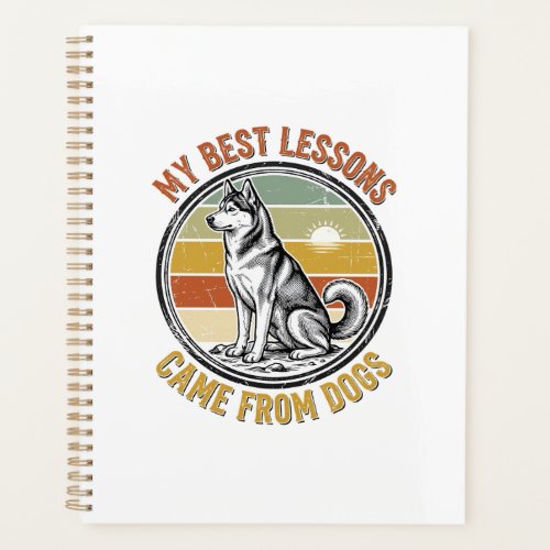 Dog Lover Vintage Shirt with Wise Husky Engraving_ Planner
