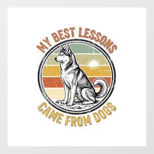 Dog Lover Vintage Shirt with Wise Husky Engraving_ Window Cling