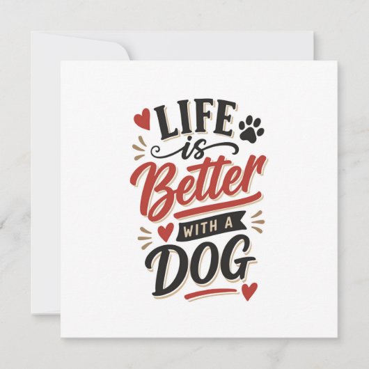 Dog Lover Wall Art - Life is Better with a Dog Red (Front)