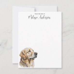 Dog Lover Watercolor Personalized Golden Retriever Note Card