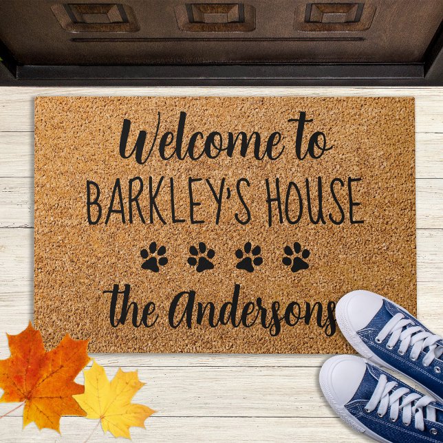 Dog Lover Welcome Personalized Pet Paw Prints Doormat (Creator Uploaded)