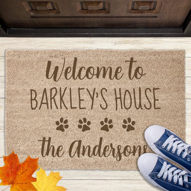 Dog Lover Welcome Personalized Pet Paw Prints Fiber Doormat (Creator Uploaded)