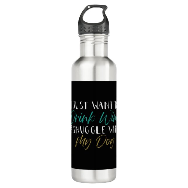 Dog Lover, wine lover, Funny saying Stainless Steel Water Bottle (Front)
