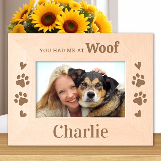 Dog Lover - WOOF - Personalized Wooden Picture Engraved Frames (Creator Uploaded)