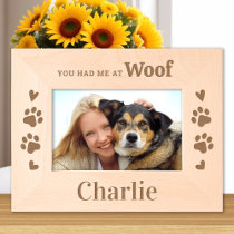 Dog Lover - WOOF - Personalized Wooden Picture Etched Frames