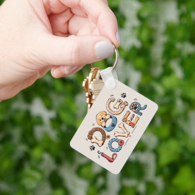 Dog Lover Word Art Keychain (Hand)