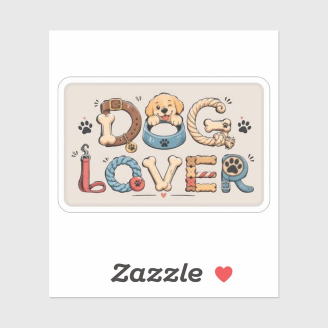 Dog Lover Word Art  Sticker (Sheet)