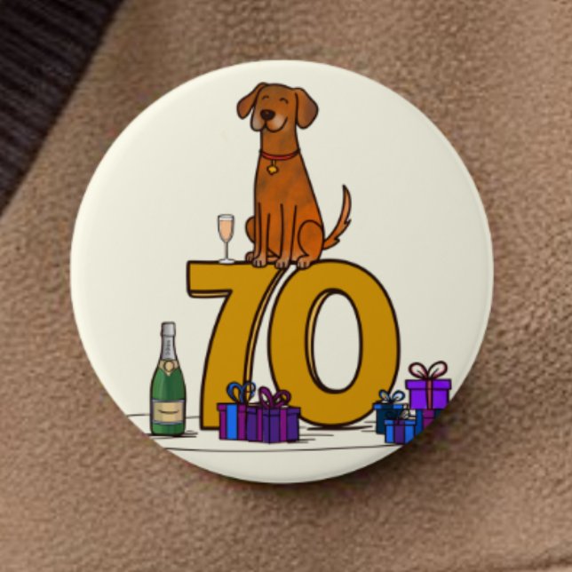 Dog lovers 70th birthday celebration button (Creator Uploaded)