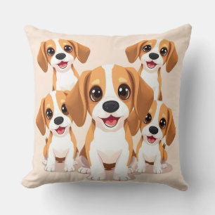Dog Lovers – AI Cartoon Beagle Illustration Throw Pillow