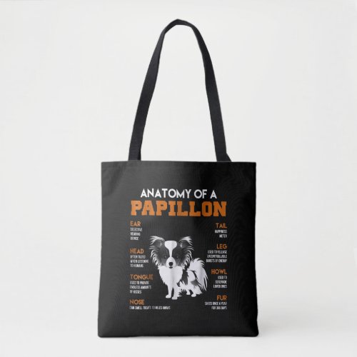 Dog Lovers  Anatomy Of A Papillon Dog Tote Bag