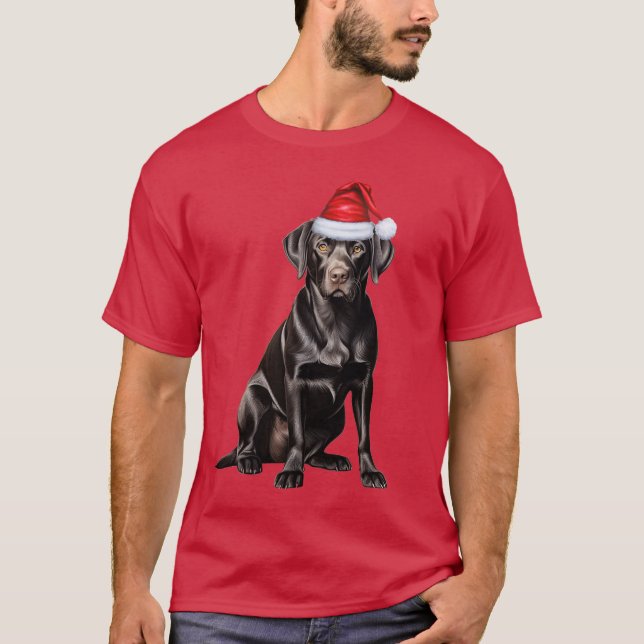 Dog Lover's Black Labrador Retriever Christmas T-Shirt (Front)