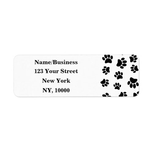 Dog Lovers Black Paw Prints Label