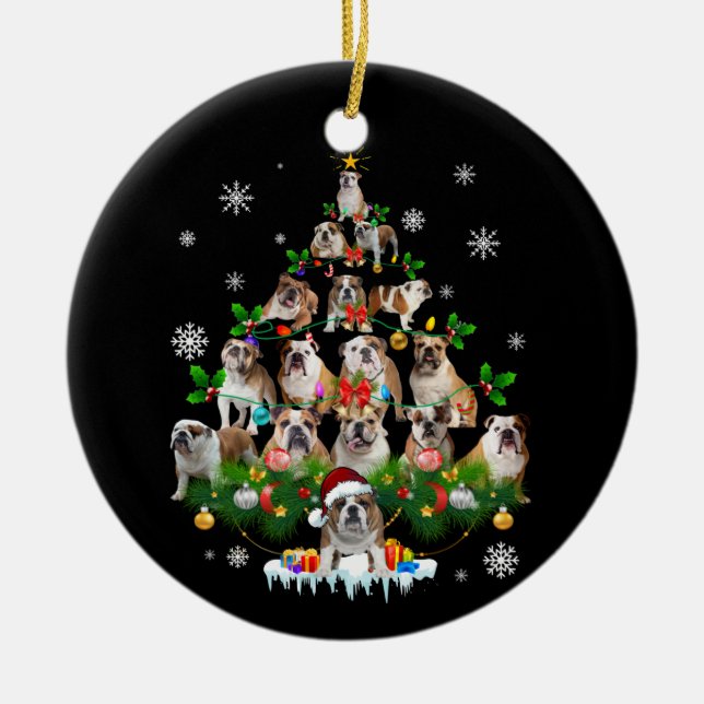 Dog Lovers | Bulldog Christmas Tree Ornaments (Front)