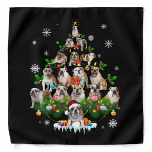 Dog Lovers   Bulldog Christmas Tree Ornaments Bandana