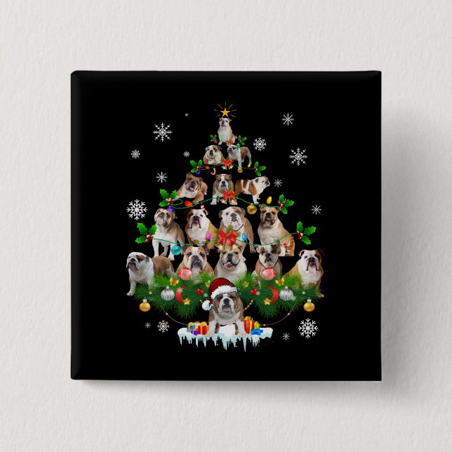 Dog Lovers | Bulldog Christmas Tree Ornaments Button (Front)