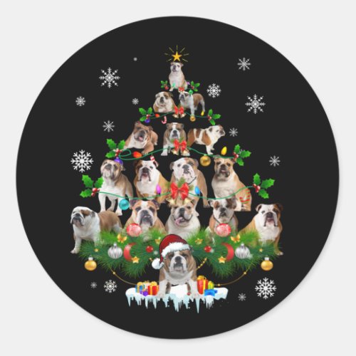 Dog Lovers  Bulldog Christmas Tree Ornaments Classic Round Sticker