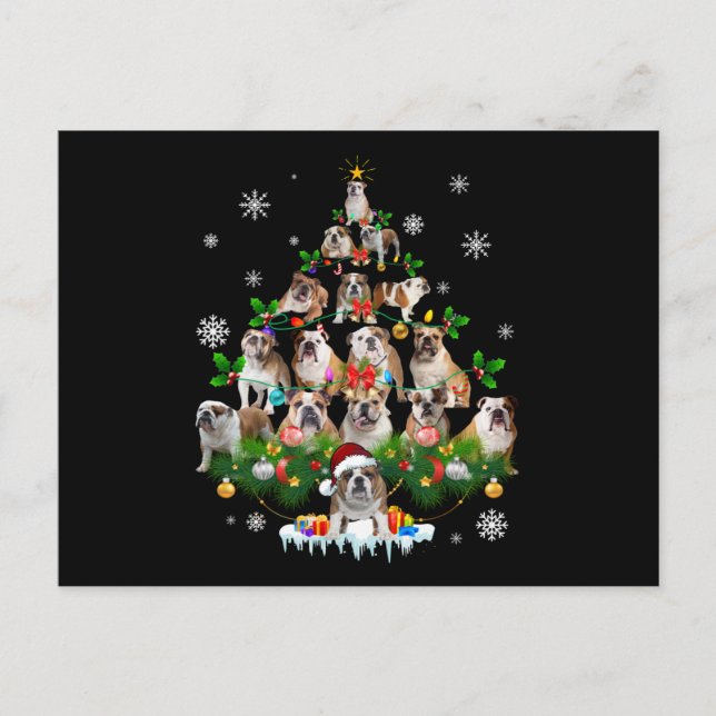 Dog Lovers | Bulldog Christmas Tree Ornaments Holiday Postcard (Front)