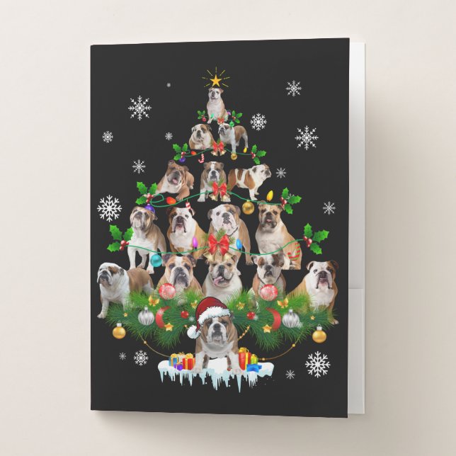 Dog Lovers | Bulldog Christmas Tree Ornaments Pocket Folder (Front)