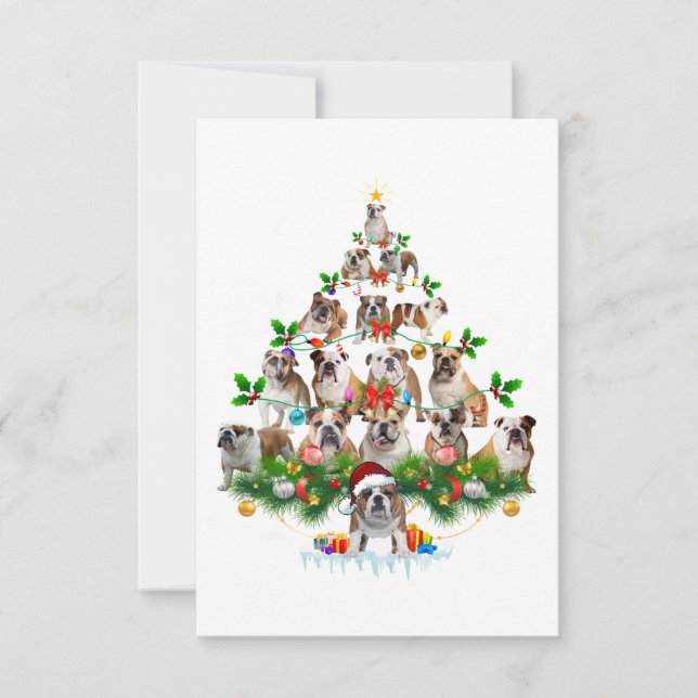Dog Lovers | Bulldog Christmas Tree Ornaments RSVP Card (Front)