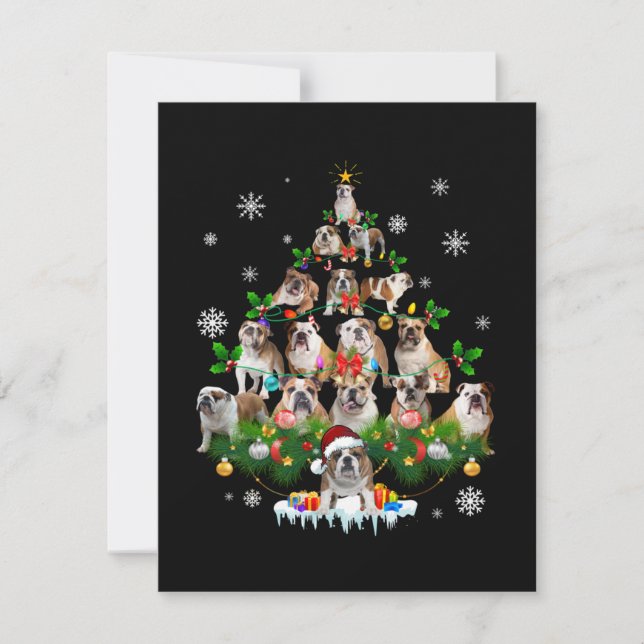 Dog Lovers | Bulldog Christmas Tree Ornaments Thank You Card (Front)