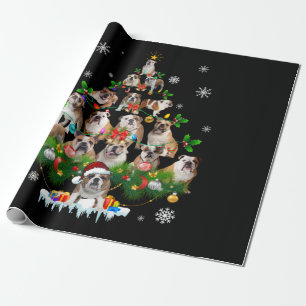 Dog Lovers Bulldog Christmas Tree Ornaments Wrapping Paper