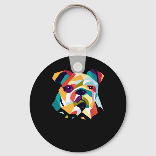 Dog Lovers  Bulldog Polygonal Abstract Graphic Keychain