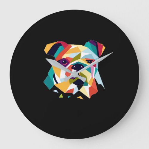 Dog Lovers  Bulldog Polygonal Abstract Graphic Large Clock