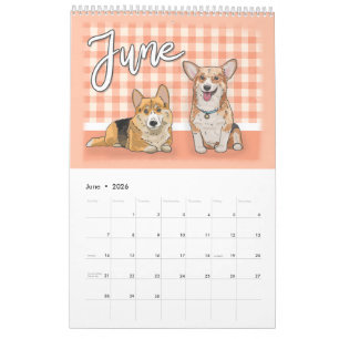Dog Lovers Calendar 2026 Hand Drawn Ilustrations