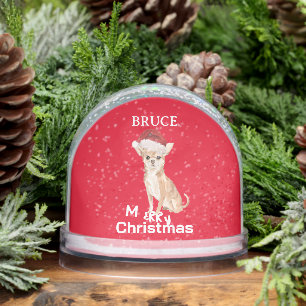 Dog Lovers Chihuahua Fun Red Merry Christmas  Snow Globe