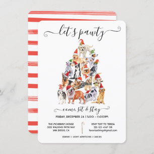 Dog Lovers Christmas Tree Pawty Invitation