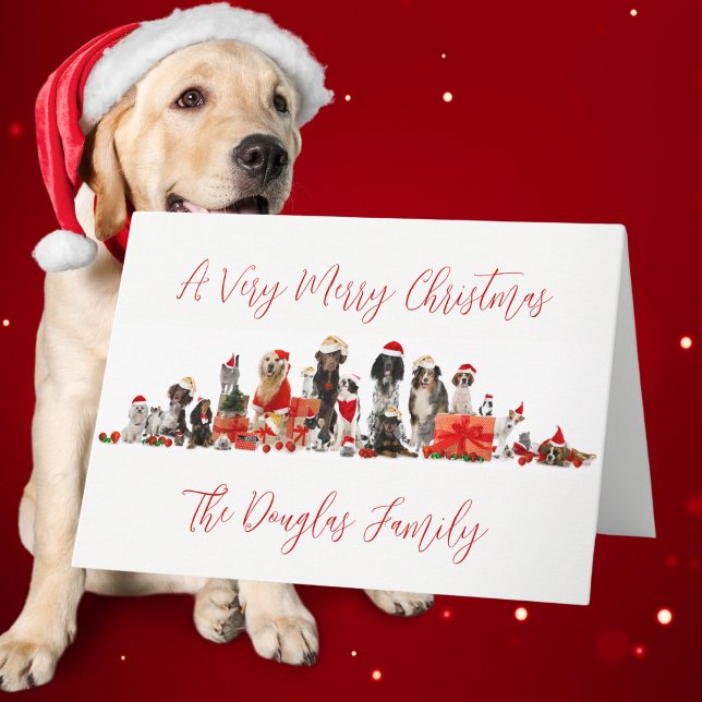 Dog Lovers Christmas with Family Name Holiday Card (Dog Lovers Christmas with Family Name Holiday Card)