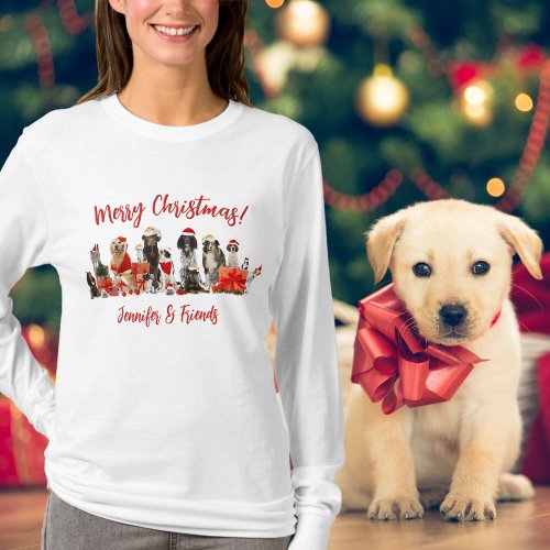 Dog Lovers Cute Add a Name Christmas  T_Shirt