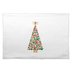 Dog Lovers Cute and Funny Dog Paws Prints Tree Chr Cloth Placemat