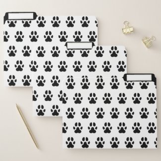 Dog Lovers - Cute Black and White Dog Paws Pattern File Folder