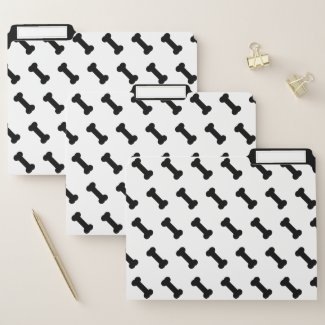 Dog Lovers - Cute Black Dog Bone Pattern File Folder