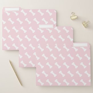 Dog Lovers - Cute Blush Pink Dog Bone Pattern File Folder