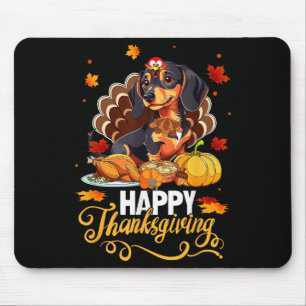 Dog Lovers Cute Dachshund Turkey Happy Thanksgivin Mouse Pad