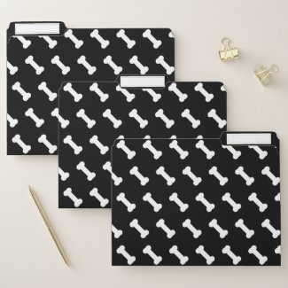 Dog Lovers - Cute Dog Bone Pattern - Black File Folder