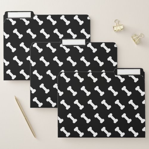 Dog Lovers _ Cute Dog Bone Pattern _ Black File Folder