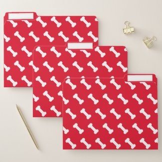 Dog Lovers - Cute Dog Bone Pattern - Red File Folder
