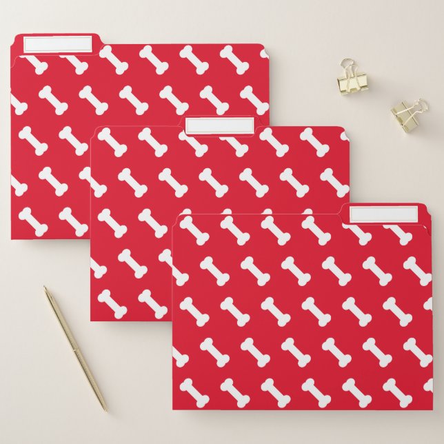 Dog Lovers - Cute Dog Bone Pattern - Red File Folder (Set)
