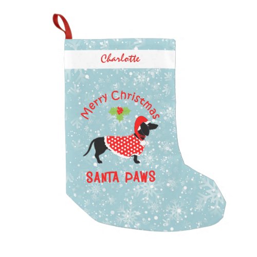 Dog Lovers Cute Funny Santa Paws Personalized Small Christmas Stocking