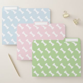 Dog Lovers - Cute Pastel Colors Dog Bone Pattern File Folder