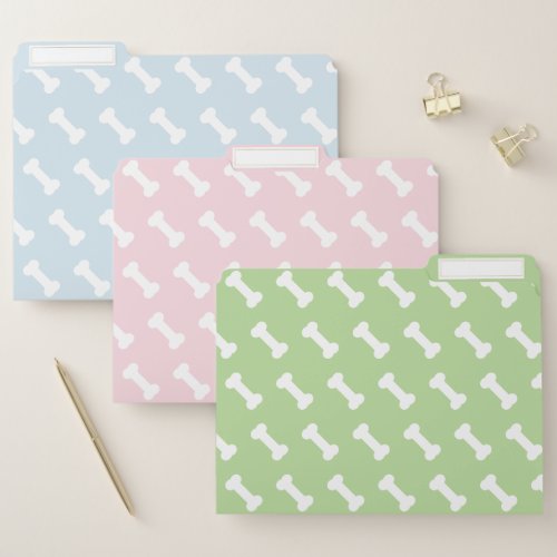 Dog Lovers _ Cute Pastel Colors Dog Bone Pattern File Folder