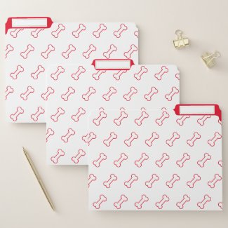 Dog Lovers - Cute Red and White Dog Bone Pattern File Folder