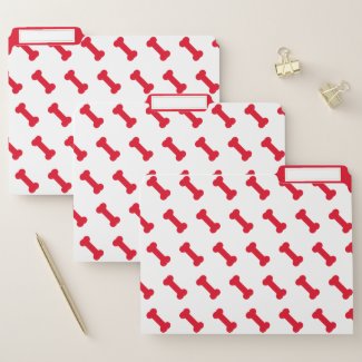 Dog Lovers - Cute Red Dog Bone Pattern File Folder