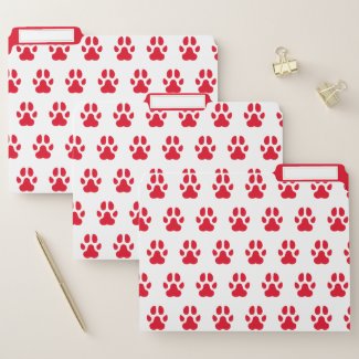 Dog Lovers - Cute Red Dog Paws Pattern File Folder