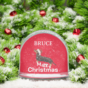 Dog Lovers Dacshund Fun Red Merry Christmas  Snow Globe